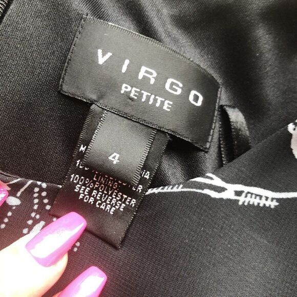 Vintage 90s Black Chiffon Floral Print Sheath Slip Dress 4 Petite Sleeveless - Picture 12 of 12